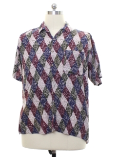 1990's Mens Rayon Graphic Print Sport Shirt