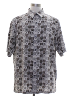 1990's Mens Graphic Print Rayon Sport Shirt