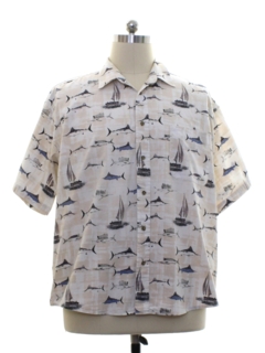 1990's Mens Sailboat Print Sport Shirt