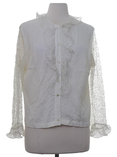 1960's Womens Ruffled Front Secretary Shirt