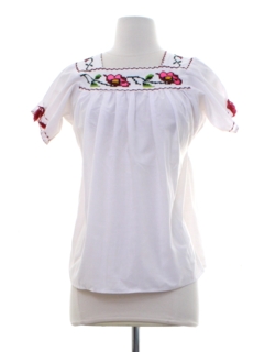 1970's Womens Embroidered Huipil Style Shirt