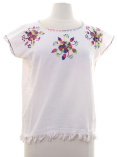 1970's Womens Embroidered Huipil Style Shirt