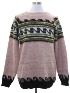 1960's Mens Mod Shaggy Faux Mohair Sweater