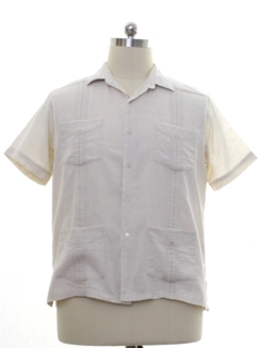 1980's Mens Linen Guayabera Shirt