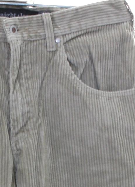Vintage 1990's Pants: 90s -Levis SilverTab- Mens khaki tan cotton corduroy  Levis straight and loose silvertab corduroy pants with zipper fly closure  with button. Five pocket style - front scoop pockets with