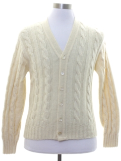 1960's Mens Cable Knit Cardigan Sweater
