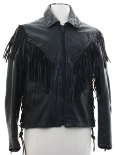 1990's Womens Fringed Western Style Motorcycle Leather Jacket