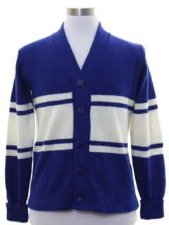 1960's Unisex Mod Varsity Style Cardigan Sweater