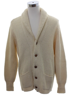 1960's Mens Mod Cardigan Fisherman Style Sweater
