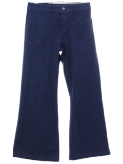 1970's Unisex Navy Denim Bellbottoms Jeans Pants