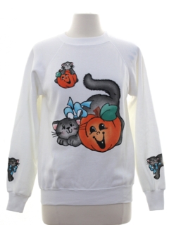 1980's Womens Cheesy Halloween Puffy Painted Sweatshirt