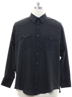 1980's Mens Black Western Shirt