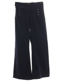 1960's Mens Navy Wool 13 Button Bellbottom Pants