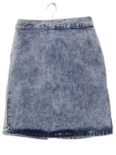 1980's Womens Totally 80s Acid Washed Bongo Denim Skirt