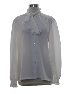 1970's Womens Ruffled Front Secretary Shirt