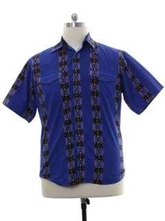 1990's Mens Southwestern Style Geometric Print Western Shirt