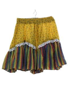 1970's Womens Hippie Square Dance Mini Skirt