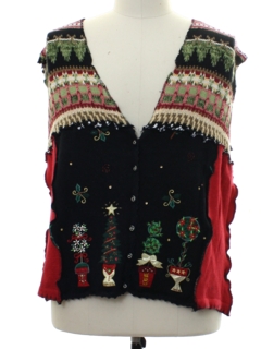 1980's Unisex Hand Made Patchwork Ugly Christmas Sweater Vest