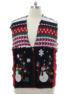 1980's Unisex Hand Made Patchwork Ugly Christmas Sweater Vest