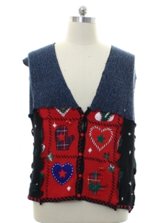 1980's Unisex Hand Made Patchwork Ugly Christmas Sweater Vest