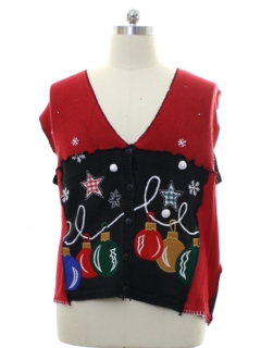 1980's Unisex Hand Made Patchwork Ugly Christmas Sweater Vest