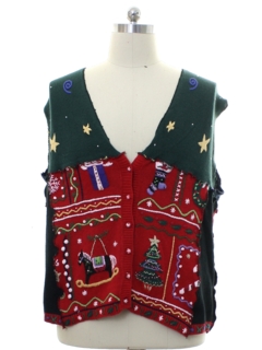 1980's Unisex Hand Made Patchwork Ugly Christmas Sweater Vest