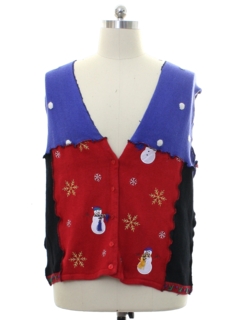 1980's Unisex Hand Made Patchwork Ugly Christmas Sweater Vest