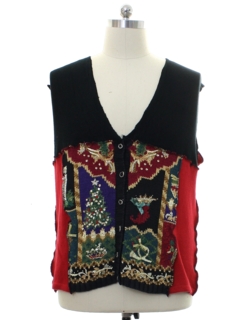 1980's Unisex Hand Made Patchwork Ugly Christmas Sweater Vest