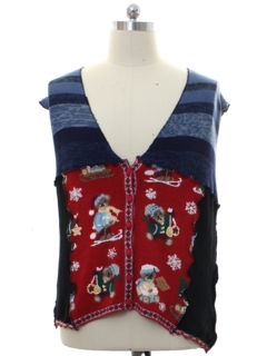 1980's Unisex Hand Made Patchwork Ugly Christmas Sweater Vest