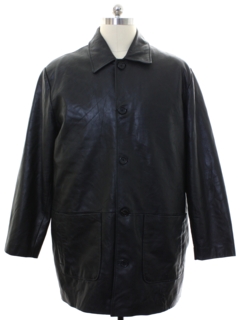 1980's Mens Leather Car Coat Jacket