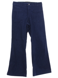 1970's Unisex Navy Style Bellbottom Jeans Pants