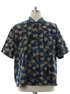 1990's Mens Graphic Print Sport Shirt