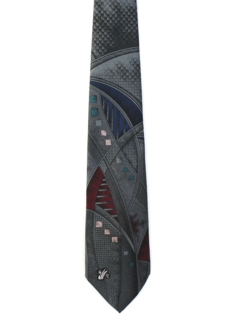 1980's Mens Don Loper Designer Abstract Wide Necktie