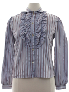 1980's Womens Ruffled Prairie Style Shirt