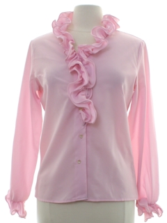 1970's Womens Ruffled Front Secretary Shirt