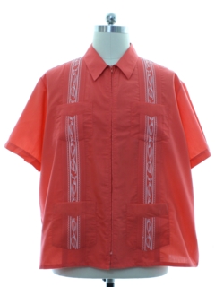 1990's Mens Guayabera Style Sport Shirt