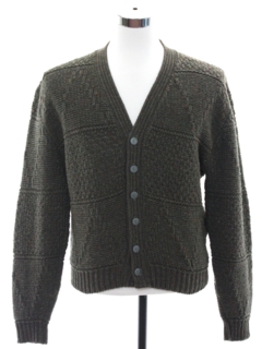 1960's Mens Mod Lambs Wool Blend Cardigan Sweater