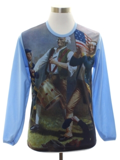 1970's Mens Mod Photo Print Knit Disco Style Club Shirt