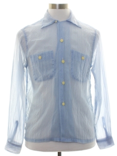 1950's Mens Nylon Seersucker Sheer Sport Shirt