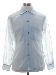 1950's Mens Nylon Seersucker Sheer Sport Shirt