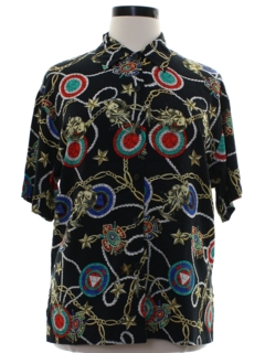 1990's Womens Rayon Graphic Print Shirt