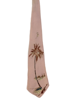 1940's Mens Hawaiian Hand Painted Wide Swing Necktie