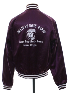 1980's Unisex Holiday Rose Ranch Satin Baseball Jacket