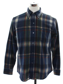 1960's Mens Mod Plaid Wool Shirt