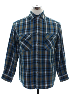 1980's Mens Grunge Style Plaid Sport Shirt