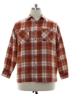 1980's Mens Grunge Style Plaid Sport Shirt