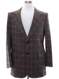 1970's Mens Plaid Disco Blazer Sport Coat Jacket