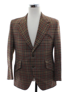 1970's Mens Plaid Western Style Disco Blazer Sport Coat Jacket