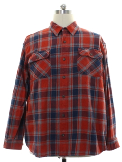 1990's Mens Plaid Cotton Sport Shirt