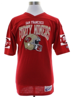 1980's Mens Champion Brand San Francisco 49ers Football Sports Single Stitch T-Shirt